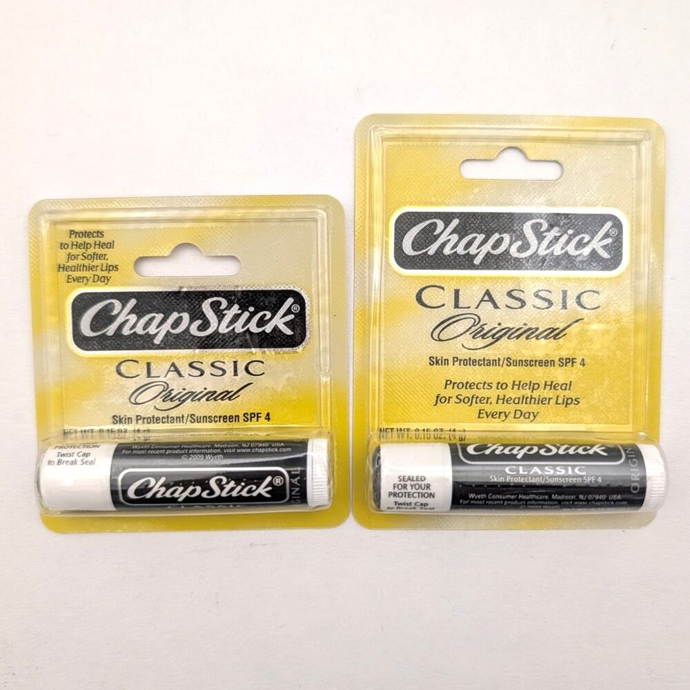 Lot Of 2 2009 ChapStick Classic SPF 4 Lip Balm 0.15 oz Sealed Rare Discontinued